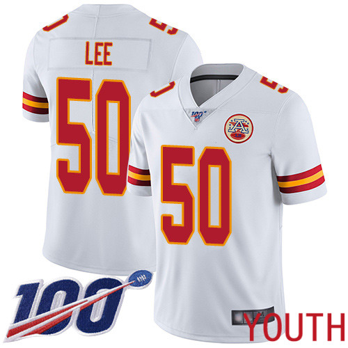 Youth Kansas City Chiefs 50 Lee Darron White Vapor Untouchable Limited Player 100th Season Nike NFL Jersey